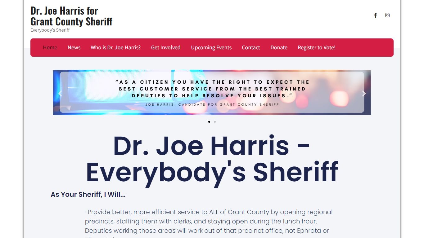 Dr. Joe Harris for Grant County Sheriff – Everybody’s Sheriff